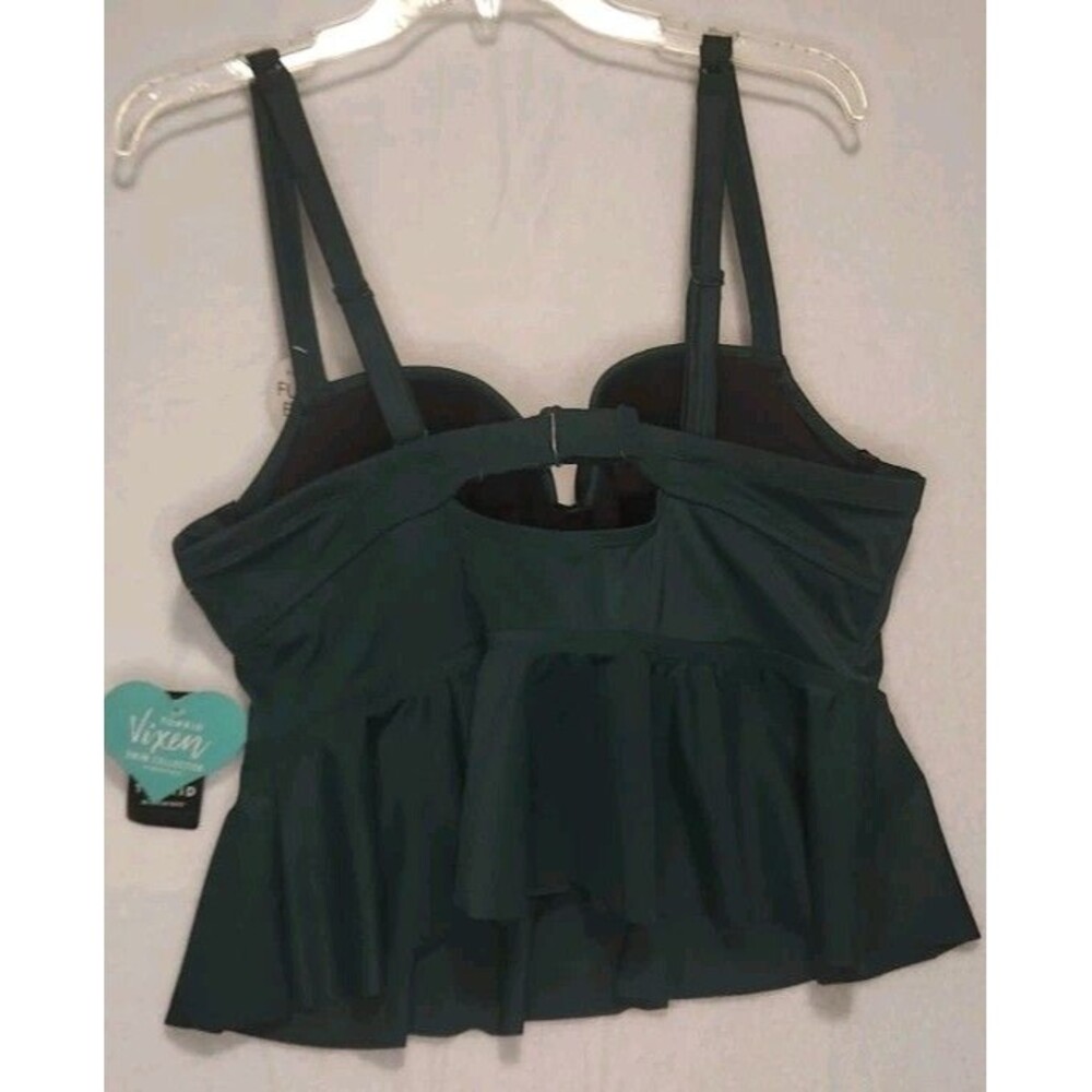 Torrid Underwire Peplum Tankini Top Hunter Green Size 0 Cup F New Swimwear Nice - Picture 4 of 9